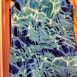 Beautiful Women’s Ladies Dress 10 Lined Cap Sleeves Mid Length Blues/Turquoise